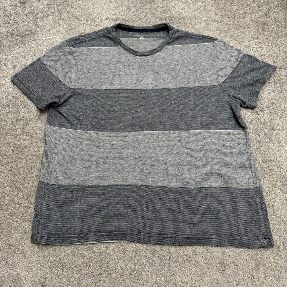Structure Slim Fit Crewneck T-Shirt Mens XL Blue Colorblock Striped Short Sleeve